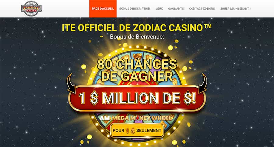 80  chances pour 1$ zodiac casino